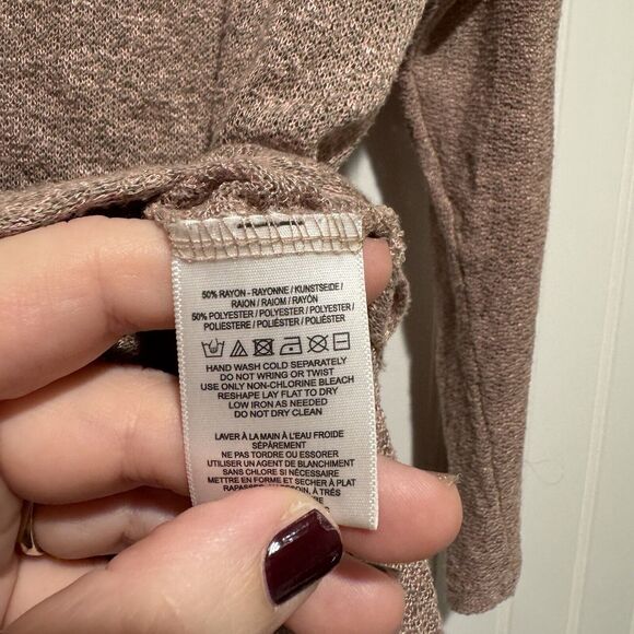 Free People Beach Gauzy Sheer Tan Long Sleeve Top Size XS - Picture 5 of 6